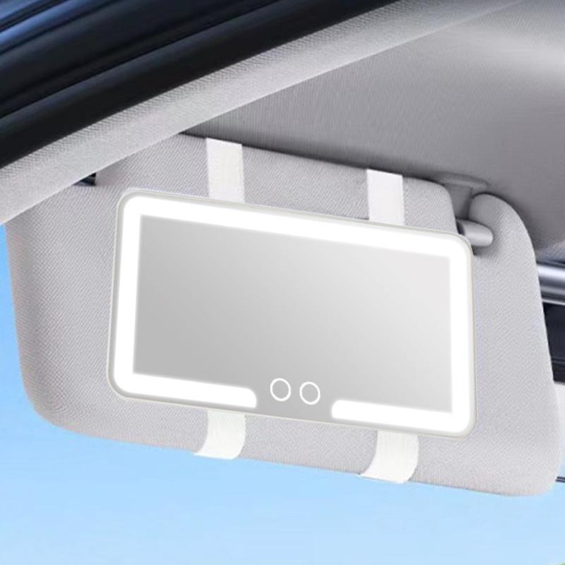 Car Sun Visor Makeup Mirror, LED Touch Screen Adjustable Brightness Auto Interior Makeup HD Mirror, Rechargeable Vanity Mirror,girly car accessories,car stuff