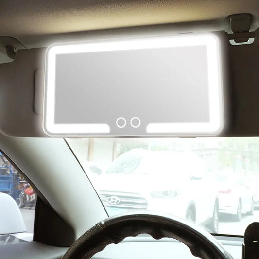 Car Sun Visor Makeup Mirror, LED Touch Screen Adjustable Brightness Auto Interior Makeup HD Mirror, Rechargeable Vanity Mirror,girly car accessories,car stuff