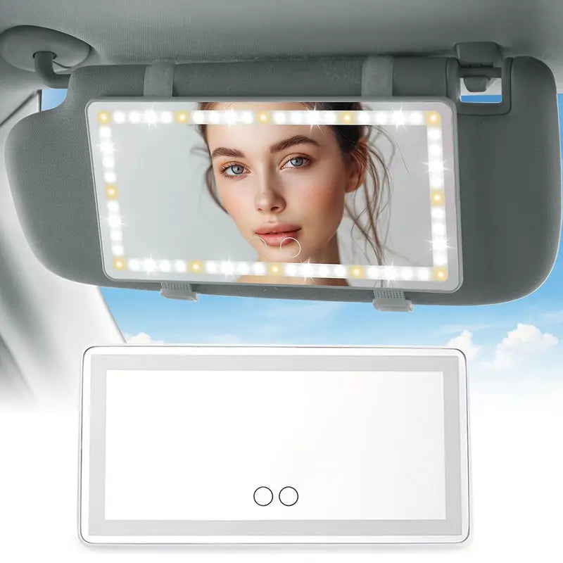 Car Sun Visor Makeup Mirror, LED Touch Screen Adjustable Brightness Auto Interior Makeup HD Mirror, Rechargeable Vanity Mirror,girly car accessories,car stuff