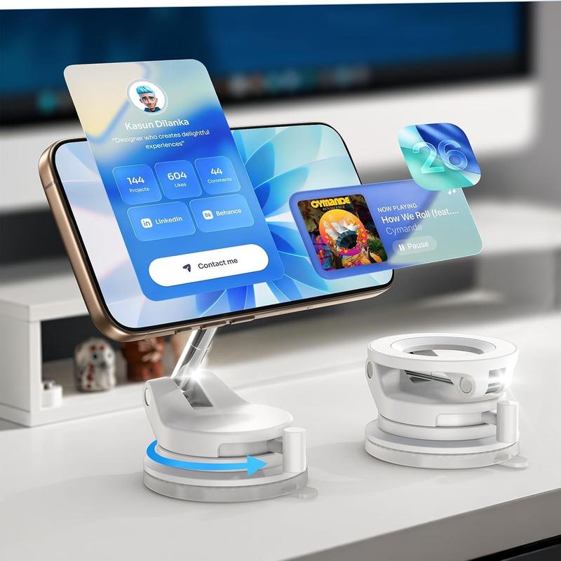 LISEN  iphone 17  Vacuum MagSafe Car Mount  Magnetic Phone Holder, 360° Adjustable for MagSafe Car Holder Foldable Suction Phone Mount for Car, for Garmin GPS/Mirror/Smooth Surface, for iPhone 17 Pro Max 16