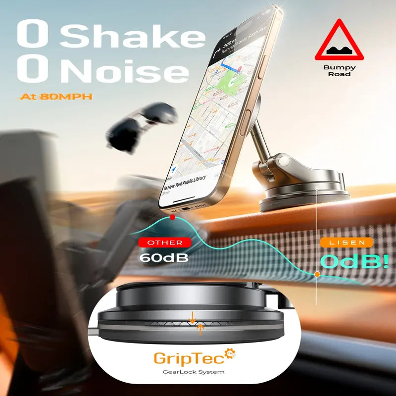 LISEN  iphone 17  Vacuum MagSafe Car Mount  Magnetic Phone Holder, 360° Adjustable for MagSafe Car Holder Foldable Suction Phone Mount for Car, for Garmin GPS/Mirror/Smooth Surface, for iPhone 17 Pro Max 16