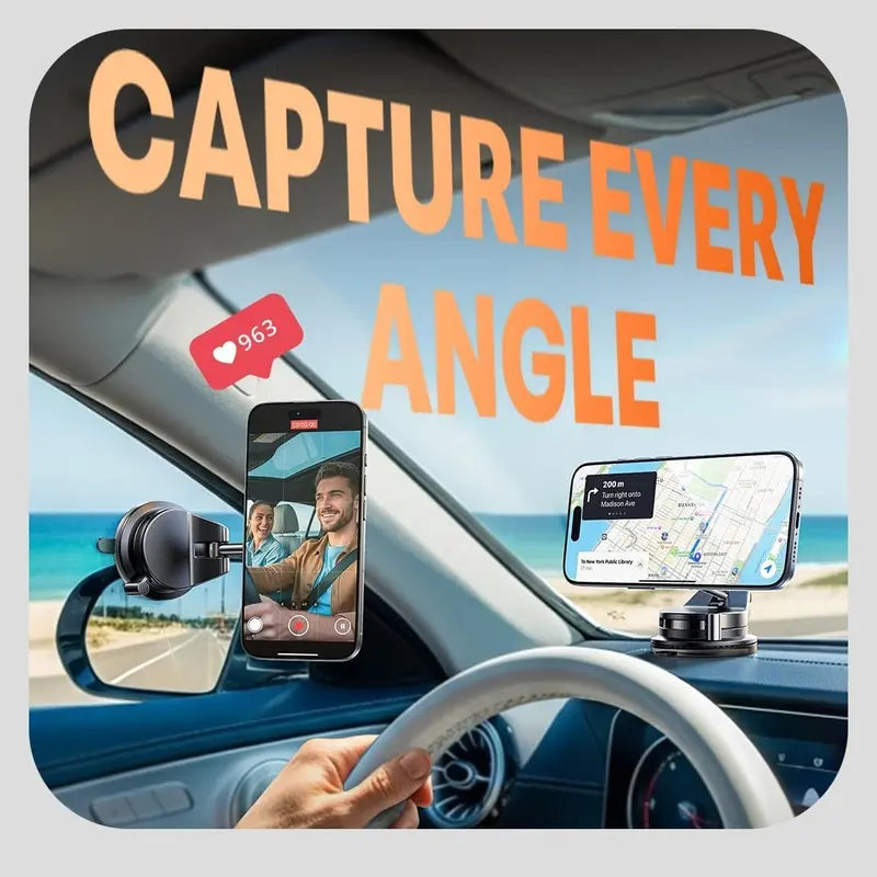 LISEN  iphone 17  Vacuum MagSafe Car Mount  Magnetic Phone Holder, 360° Adjustable for MagSafe Car Holder Foldable Suction Phone Mount for Car, for Garmin GPS/Mirror/Smooth Surface, for iPhone 17 Pro Max 16