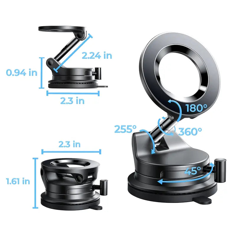 LISEN  iphone 17  Vacuum MagSafe Car Mount  Magnetic Phone Holder, 360° Adjustable for MagSafe Car Holder Foldable Suction Phone Mount for Car, for Garmin GPS/Mirror/Smooth Surface, for iPhone 17 Pro Max 16